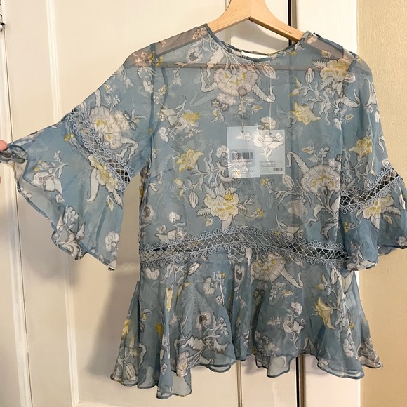 Zimmermann blue silk adorn floating blouse NWT - Picture 4 of 8